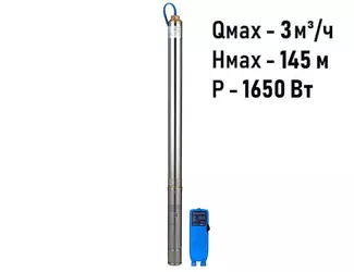 Погружной скважинный насос Aquario ASP1.5C-120-75(P) (плавный пуск, каб.1,5м)_1