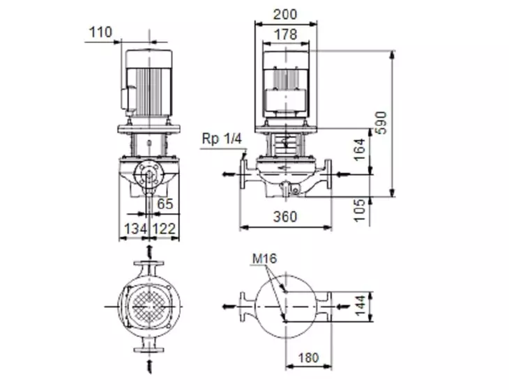 Вертикальный центробежный насос Grundfos TP 65-170/2 A-F-A-BAQE одноступенчатый_3
