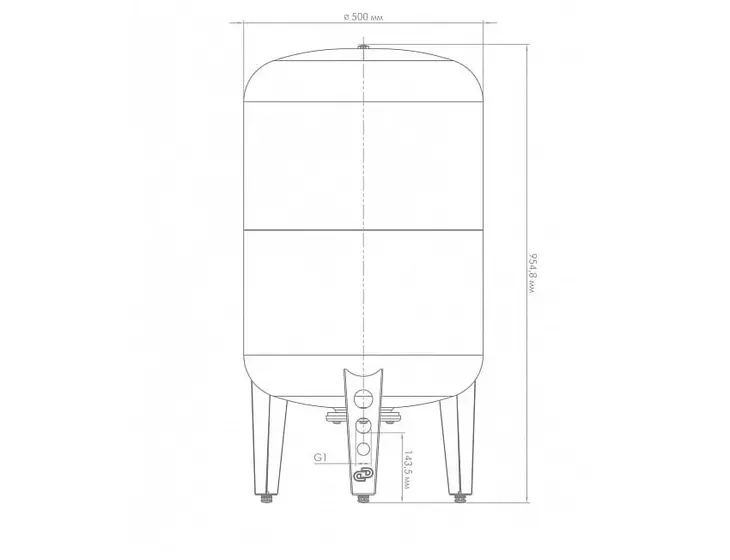 Гидроаккумулятор вертикальный Джилекс В 150 (стальной фланец, проходная мембрана)_5