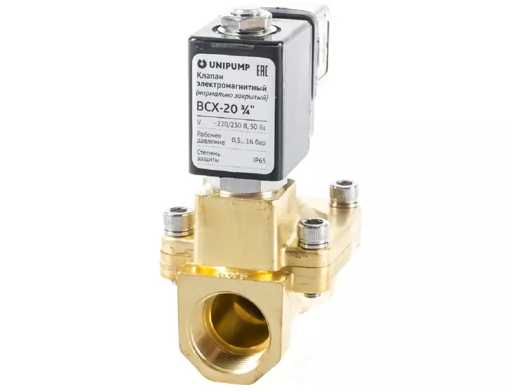 Электромагнитный клапан Unipump BCX-20 3/4" 220В нормально закрытый_2