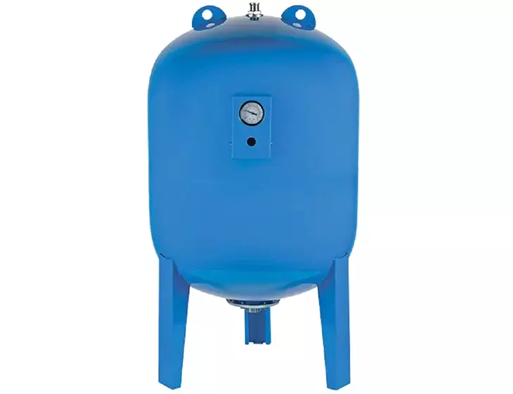 Гидроаккумулятор вертикальный Unipump 150 л с манометром (стальной фланец, проходная мембрана)_1