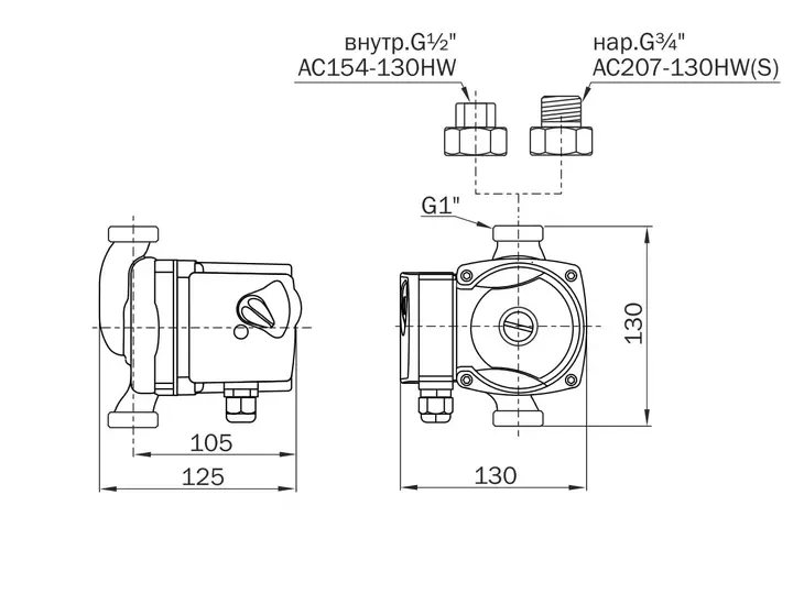 Циркуляционный насос для ГВС Aquario AC-207-130HW(S)_7