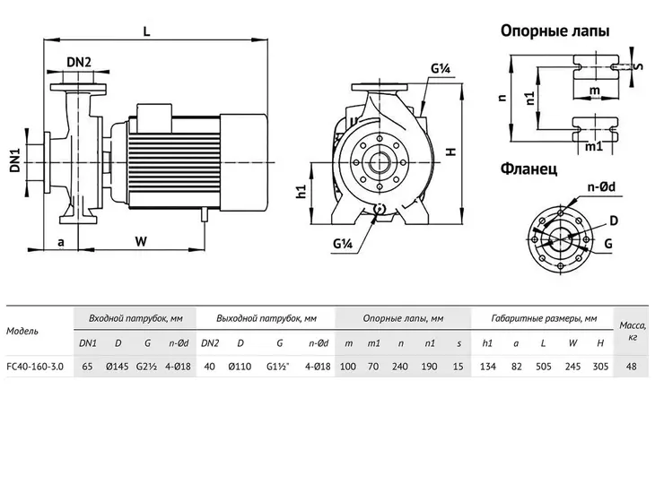 Консольно-моноблочный насос Unipump FC40-160-3_10